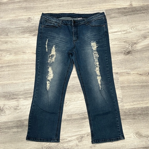 Soundgirl Pants - Women's Soundgirl Ripped Jean Capri Pants